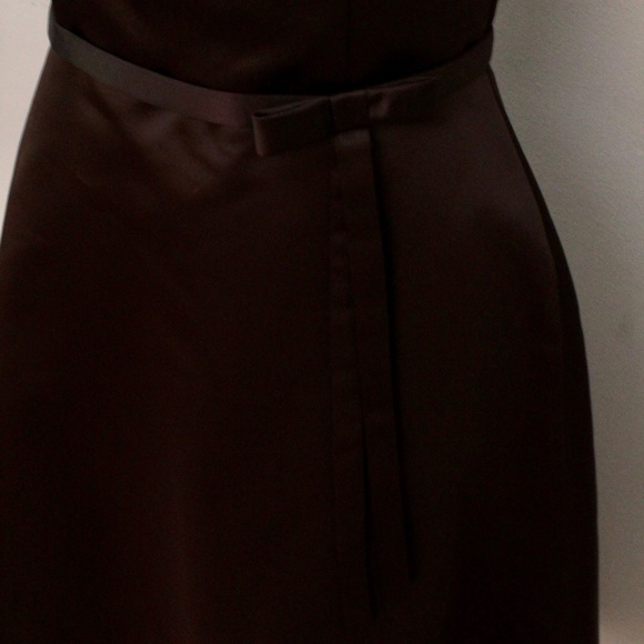 Jessica McClintock Bridal Espresso Brown Satin Short Sleeveless Party Dress - Picture 2 of 4